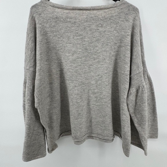 LOFT Outlet Lounge Women's Gray Knit Bell Sleeve Cottage Core Cozy Sweater XL - Picture 2 of 10